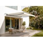 Store banne semi - coffre �lectrique - cazeboo - fazzio - 4x3m - toile premium 320g / m� - beige - anti ...