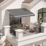 Store banne manuel rtractable - 2. 5 x 2 m - aluminium polyester auvant de balcon - gris