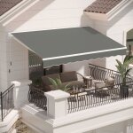 Store banne manuel rtractable - 4 x 2. 5 m - aluminium polyester auvant de balcon - gris