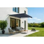 Store banne �lectrique semi - coffre - cazeboo - fazzio - 3x25m - toile premium 320g / m� - gris - anti ...