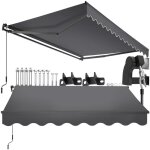 Store banne - tectake - brise - vue ornella bras articul� et support mural tissu d�perlant protection ...