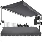 Store banne - tectake - brise - vue ornella bras articul� et support mural tissu d�perlant protection ...