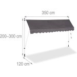Store banne télescopique - gris - 350 x 120 cm - résistant uv - hauteur réglable - manuel Store banne télescopique - gris - 350 x 120 cm - résistant uv - hauteur réglable - manuel