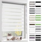 Store enrouleur jour nuit tissu double rideau sans perage translucide occultant et protection vie priveblanc ...