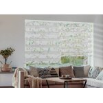 Store enrouleur - zbra - fleurs vertes - 45x170cm - mcanisme  chanette - occultant jour / nuit