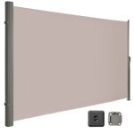 Store lat�ral 160 x 350 cm (h x l) brise - vue r�tractable pour jardin tissu polyester 280 g / m� taupe ...