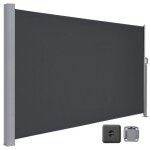 Store lat�ral 200 x 400 cm brise - vue r�tractable auvent ext�rieur r�sistant aux intemp�ries gris anthracite ...