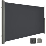 Store lat�ral - brise - vue r�tractable - 200 x 300 cm - tissu polyester 280 g / m� - noir anthracite ...