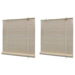 Stores � rouleau - vidaxl - bambou naturel - 120x160 cm - lot de 2 - beige