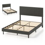 Structure de lit 140 x 200cm costway lit double charge 360kg t�te de lit r�glable en hauteur sommier ...