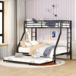 Lit superposé 3 couchages en métal noir - 1 lit 2 places 140x200cm 1 lit enfant 90x200cm avec 1 lit gigogne ... Lit superposé 3 couchages en métal noir - 1 lit 2 places 140x200cm 1 lit enfant 90x200cm avec 1 lit gigogne ...