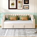 Kodise lit adulte 90 / 180x190 cm canap� - lit avec lit gigogne et poches de rangement - port usb - velours ...