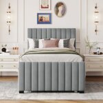 Kodise lit gigogne 90x190 cm lit rembourr lit ado - tissu velours - avec sommier  lattes - gris - sans ...
