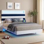 Structure de lit ado 140x190 cm - velours - daidai - usb / type - c et led - minimaliste - design