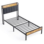 Structure de lit bealife lit capitonn� en m�tal - lit 90x200 cm - t�te de lit - sommier � lattes - gris ...