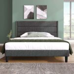 Lit adulte - structure de lit double 140 x 200 cm - sommier � lattes - t�te de lit 3 parties rembourr�e ...