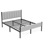 Vasagle cadre de lit double 160 x 200 cm avec tte de lit rembourre en acier supporte jusqu 500 kg ...