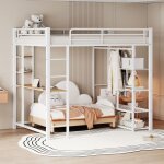 Structure de lit eco - friendly material durable lit mezzanine en mtal avec chelle 140 * 200cm lit ...