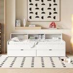 Structure de lit eco - friendly mat�riel durable 90 * 200cm canap� - lit simple avec deux tiroirs avec ...