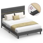 Structure de lit convient pour un matelas de 160 x 200 cm tte de lit rembourre ajustable en mtal bois ...