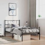 Structure de lit m�tal - uu - sans matelas - pied de lit noir - 100x200 cm - acier - 207x105x90 cm - ...