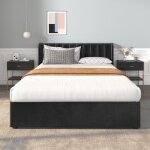 Structure de lit nouveau �paissi design moderne 140 x 200 cm velours lit rembourr� avec cadre � lattes ...