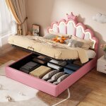 Structure de lit nouveau premium sense 140 * 200cm lit plat lit rembourr lit princesse clairage ambiant ...