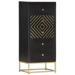 Style �l�gance chic - buffet bahut - armoire � tiroirs noir et dor� 45x30x105cm - bois de manguier &fr51682 ...