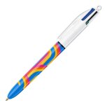 Stylo bille bic 4 couleurs lines pointe moyenne retractable