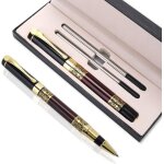 Stylo  bille de luxe en mtal de 1 mm avec 2 recharges dencre noire pour criture lisse stylo  bille ...