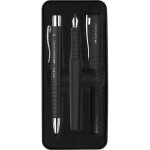 Stylo � bille et stylo plume - noir - encre bleue - soft touch - grip - faber - castell - poly ball