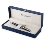 Stylo bille - waterman - hemisphere - laque noire et bleue - plaqu palladium - schage rapide