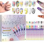 Stylo d�co ongles 12 couleurs - kit 3d & pointillage pour vernis gel - outil manucure professionnel & ...
