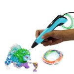 Stylo dimpression 3d avec 3 filaments pcl cadeau bricolage et dessin bleu