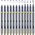Stylos fineliner - ensemble de 12 stylos  pointe fine noirs (003mm - 3mm) pour une criture et un dessin ...