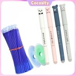 Stylos en gel effaables set neutral blue encre cute cartoon stationry avec des recharges erasers pour ...