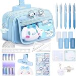 Stylo gel kawaii lot de 26 fournitures scolaires aesthetic avec 1 trousse bleu 5 stylos gel 4 surligneur ...
