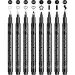 Stylos noir a pointe fine 8pcs feutres dessin professionnel artist pen stylos feutre caligraphie ecriture ...