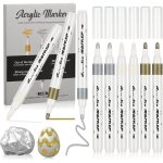 Stylos � peinture � base deau avec pointe de 20 mm - lot de 9 marqueurs acryliques?blanc dor� argent? ...