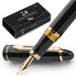 Stylo plume majesti(or noir)�tui de luxefinition chrom�e24 cartouches dencre iridium pointe moyennekit ...