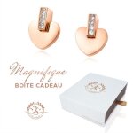 Sublimes boucles doreilles femme love baign�es dans lor. bo�te � bijoux offerte. id�e cadeau femme anniversair ...