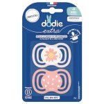 Sucettes - dodie extra 2 sucettes anatomiques symmetrical + 6 mois (couleur : fleur / coeurs)