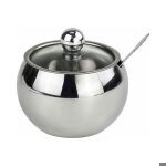 Sucrier en acier inoxydable avec couvercle et cuillère en verre transparent pot à épices pour thé au ... Sucrier en acier inoxydable avec couvercle et cuillère en verre transparent pot à épices pour thé au ...