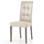 Suite de 2 chaises dodo en simili cuir à 4 boutons beiges Suite de 2 chaises dodo en simili cuir à 4 boutons beiges