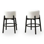 Sully - lot de 2 tabourets effet peau de mouton blanc et bois noir