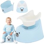 Sun baby pot pour enfants - 18 - 36 mois 15 kg - bleu - blanc + autocollant ourson - dossier ergonomique ...