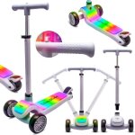 Trottinette enfant - lumi ride - 3 roues 7 couleurs led 20 programmes - 3 + ans 50 kg pliable rglable ...