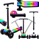 Trottinette enfant - lumi ride - 3 roues 7 couleurs led 20 programmes - 3 + ans 50kg pliable rglable ...