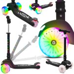 Trottinette enfant - lumi ride - 3 roues 7 couleurs led 20 programmes - 3 + ans 50 kg pliable r�glable ...