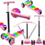 Trottinette enfant - lumi ride - 3 roues 7 couleurs led 20 programmes - 3 + ans 50kg pliable rglable ...
